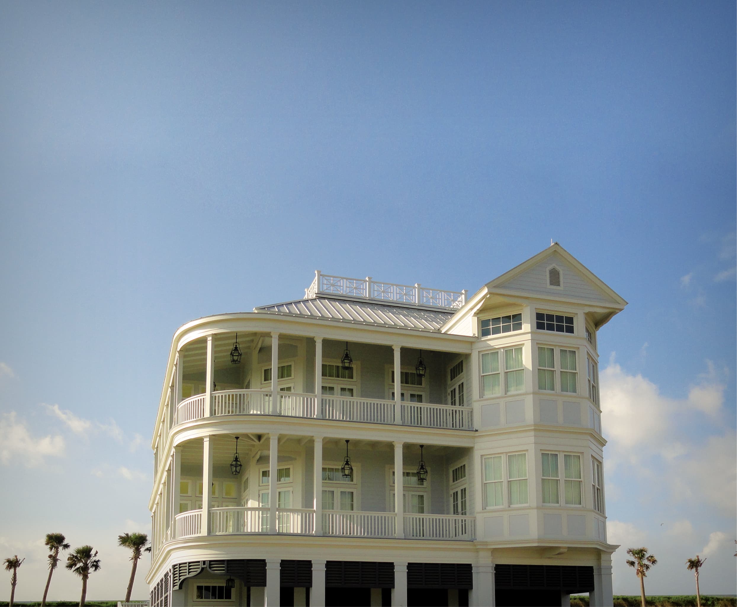 Exterior view of beach house with wraparound porches