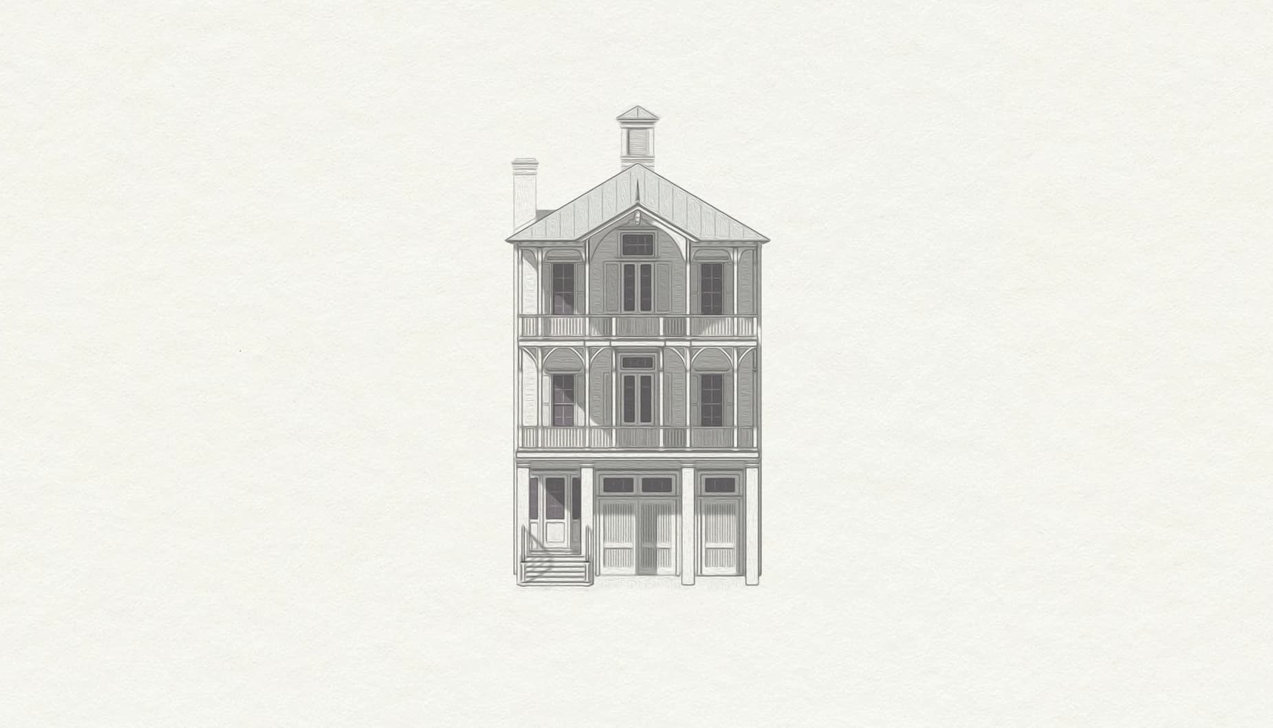 Blueprint sketch of beach house side exterior