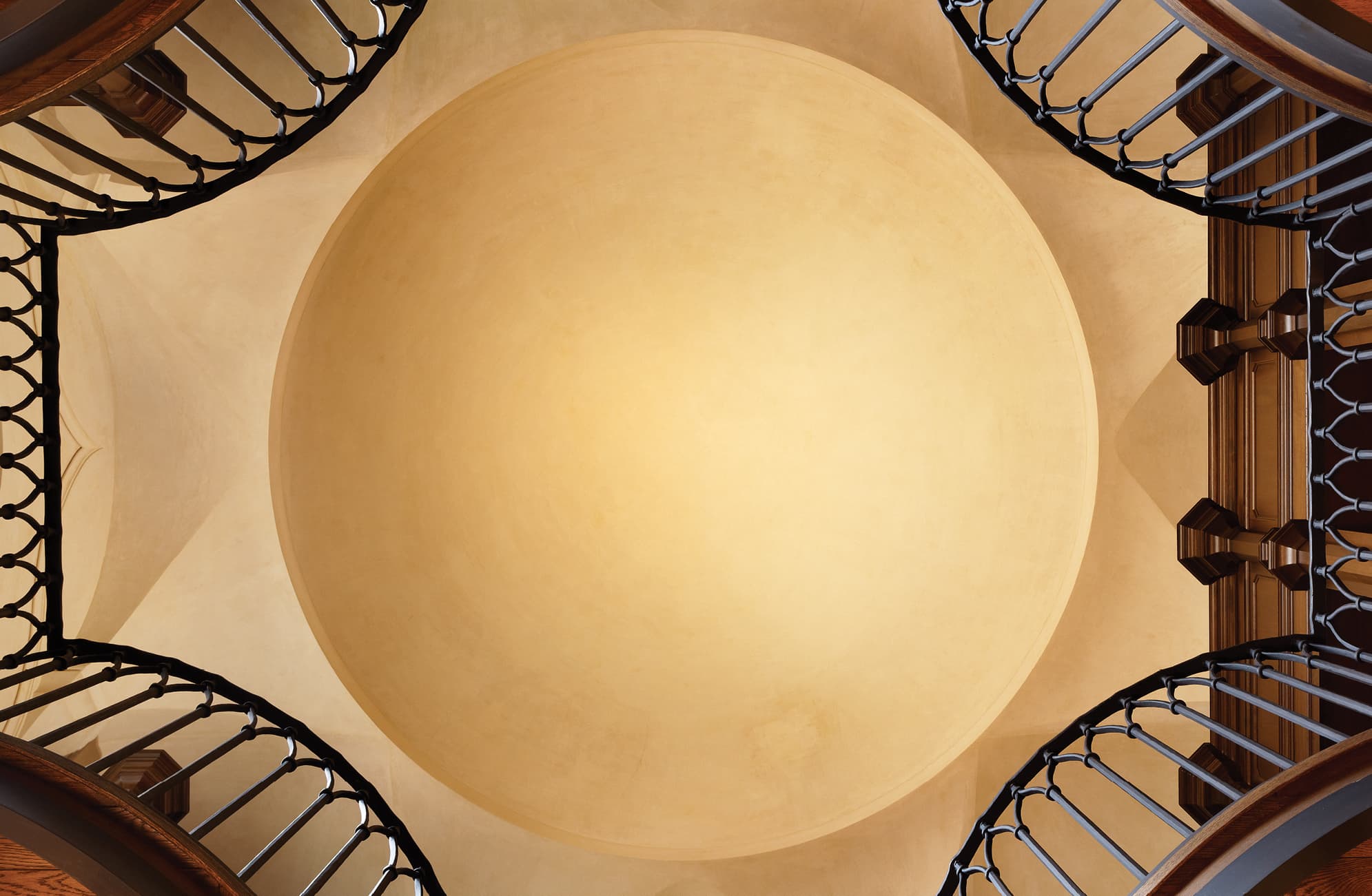 View of a domed ceiling from below