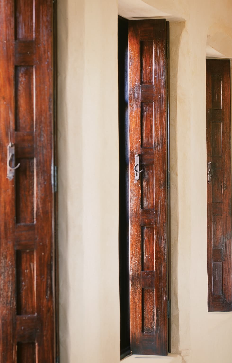 Detail of wooden window shutters